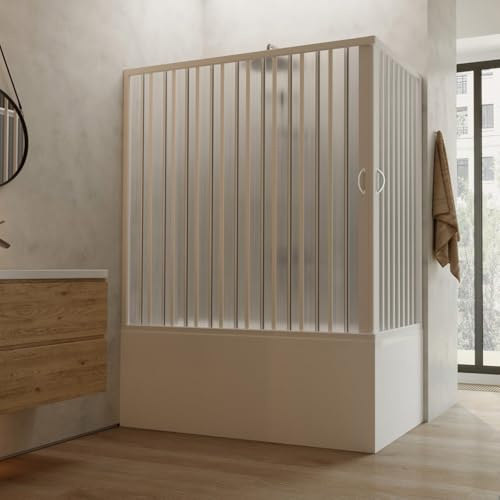 Box doccia sopravasca 70x160 in PVC h 150 a soffietto mod. Ortensia con apertura centrale