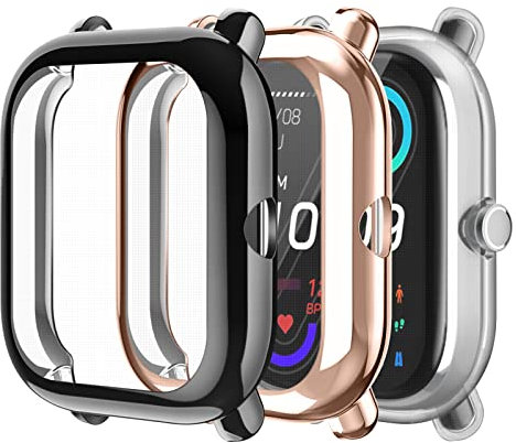 Fintie 3 Pezzi Cover per Amazfit GTS 2 Mini/Bip U Pro/Bip U/Bip S/Bip Lite/Bip 1S, Protezione Morbide TPU Custodia con Pellicola Protettiva