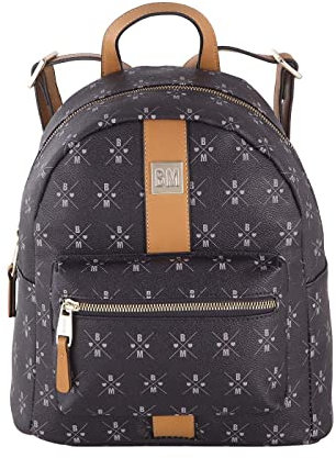 Be Mine Damenrucksack Loreley 2 | schicker Rucksack für Damen | mit längenverstellbaren Schulterriemen | Hauptfach mit Reißverschluss | aus hochwertigem Kunstleder (Blue/Cognac)