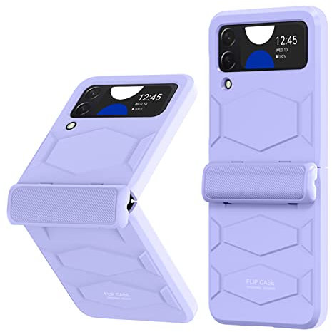Miimall Custodia con Cerniera Compatibile con Samsung Galaxy Z Flip 4, Cerniera Tutto Incluso, Copertura Protettiva Antiurto e Antiscivolo, PC Case Protettiva Leggera per Samsung Galaxy Flip 4, Viola