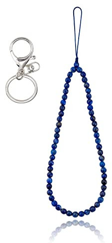 BEEFLYING Correas de muñeca de Piedra Natural, Cuentas de lapislázuli, Abalorios para teléfono, Cuerda de cordón antipérdida Hecha a Mano para Llavero