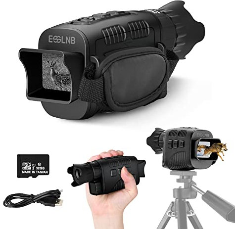 ESSLNB Nachtsichtgerät 10X Optische Vergrößerung 4X Digitalzoom Infrarot-Monokular mit 32GB Karte Foto- und Video-Aufnahmen für Jagd Vogelbeobachtung Camping Reisen