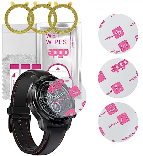 apgo 3x Cristal protector híbrido ultra claro compatible con Mobvoi TicWatch Pro 3 GPS, nano cristal flexible, gran sustituto del cristal templado, resistente a arañazos, pegamento completo.