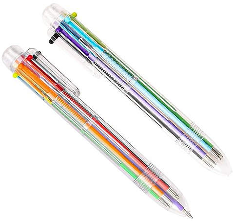 Pinsheng Mehrfarbiger Kugelschreiber 0,5mm Retractable Kugelschreiber Multicolor 6-in-1Mehrfarbige Tintenstifte für Büro,Schulbedarf,Studenten