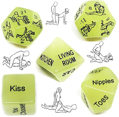 Dadi Divertenti: 5 Dadi Luminosi Verdi, Giocattoli Di Decompressione, Accessori Per Feste, Giochi Luminosi, Umorismo, Giocattoli, Regali Per Uomini E Donne