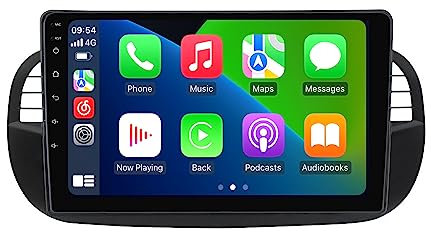 RONGJI 1280 x 720 Andorid 12 8 Core 2+32 GB Radio per Fiat 500 500C 2007-2015 Stereo Dash Kit Ricambio Dash Kit 9 IPS Touch Screen Built-in Car-Play Android Auto Navigazione GPS SWC DSP RDS