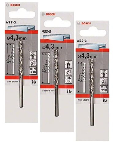 Bosch Professional Metallbohrer HSS-G geschliffen (Ø 4,3 mm) (Packung mit 3)