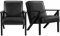 Yaheetech Fauteuil de Salon Lot de 2 en Similicuir Fauteuil d’appoint avec Cadre en Bois Pieds et Accoudoirs en Forme de Z Siège de Bureau Chambre Réception Noir