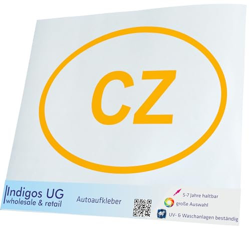 INDIGOS UG Auto Aufkleber Auto - 300x206 mm - Tschechien CZ - gelb - Selbstklebender Sticker für Auto, Fenster, Bus oder LKW