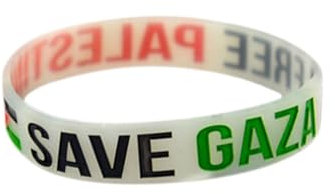 HRTLSS Free PaläStina Armband,Save Gaza Silikonarmband,Free Palestine Palästina Zeichen Silikon Handring Inspiration Armband,Save Gaza Armbänder Charms Manschette Armreif (1 Stück-Weiß)