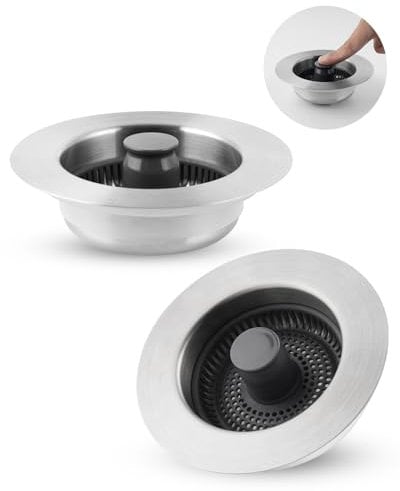 iFealClear 2PCS Kitchen Sink Plug, 3-in-1 Sink Strainer, Universal Sink Drain Stoppers, kitchen sink strainer plug for 70-86mm Sinks Hole Diameter, Stainless Steel 304