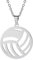 TEAMER Edelstahl-Vollyball-Halskette, zierlicher Volleyball-Anhänger, Armband, Ohrring, modischer Sportball-Schmuck für Volleyball-Liebhaber (Volleyball-Halskette mit Aussparung - Silber)