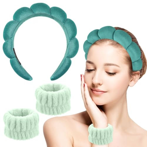 Sibba Schwamm Stirnband Set Zum Waschen Des Gesichts Make-up Stirnbänder Für Frauen Und Mädchen Hautpflege Make-up Entfernung Waschen Spa Yoga Sport Dusche Stirnband Frottee Haarband