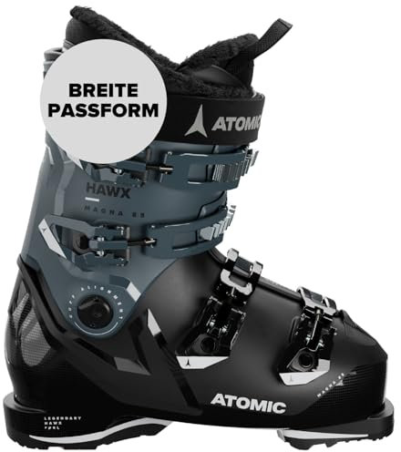 ATOMIC Hawx Magna 85W GW Skischuhe - Größe 23/23.5 - Alpin-Skischuh für Damen in Black/Storm/Ivory - 102mm breite Passform - Stabile Prolite Konstruktion - Memory Fit für präzisen Sitz