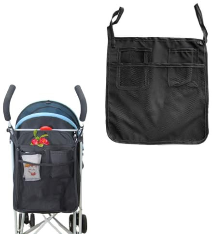 IUDWCG 1 Pcs Kinderwagentasche, Baby-Aufbewahrungstasche, universelle Kinderwagen-Aufbewahrungstasche, hängende Aufbewahrungstasche, Kinderwagen-Rahmennetz, universelle Aufbewahrungstasche (schwarz)