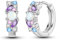 NARMO 925 Sterling Silver Hoop Opal Earrings for Women Purple Cubic Zirconia Small Silver Hoops