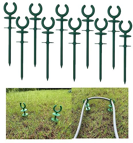 WIBBLESOX 20 Pcs Green Garden Hose Guide Stakes Holiday Lights Holder Light Duty High Toughness Plastic Nails Tools for Garden Yard Plant Protection (20)