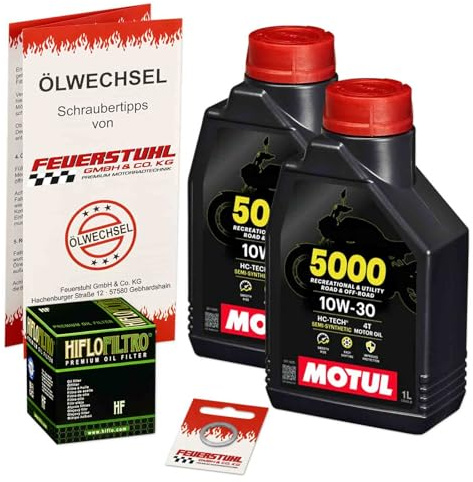 Öl & Ölfilter für Honda SH 300 i, 2008-2015 (NF02), Ölwechsel Set 10W-30 Motoröl + HiFlo Filter + Dichtring(e)
