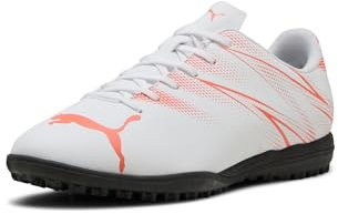 PUMA Men's Attacanto Turf Trainer Soccer Cleat Sneaker, Puma White-glowing Red, 48.5 EU