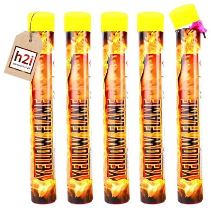 h2i Bengalo - Bengalfeuer | 4 St. | Gelb | 40 s | Kraftvolle Handfackel für spektakuläre Lichteffekte | Leuchtfackel & Lanzenlicht mit Heller Flamme & Rauch | Ideal für Partys & Events | e | Kat F1
