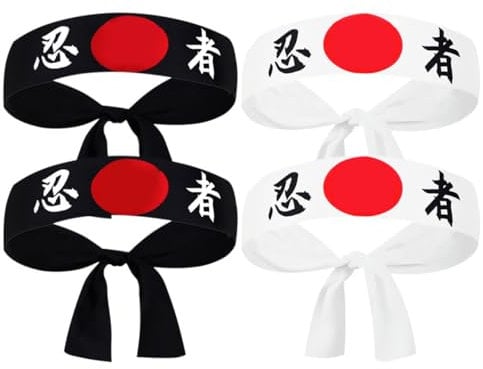 Garneck Lot de 4 bandeaux japonais polyvalents en polyester durable pour le karaté, le fitness et la cuisine