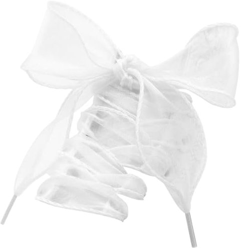 WEGOODZF Cordones planos de organza con cinta: 4 cm de ancho, transparente, hilo de nieve, cordones para zapatillas de deporte, 2 pares, 01 blanco, 140CM (55)