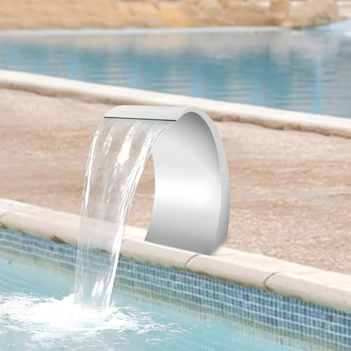 Edelstahl Pool Brunnen,Pool Zubehör Wasserfal Garten Hof Terrasse Pool Wasserspiele im Freien,Wasserfontäne Poolbrunnen,Geeignet für Gartenteiche Hofteiche oder Swimmingpools