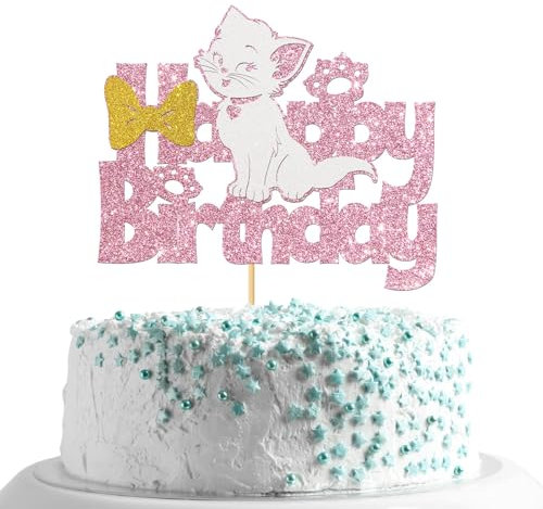 Tortendeko Katzen Geburtstag Deko, Glitzer Katze Tortendeko, Kätzchen Kuchen Deko,Katze Cupcake Toppers, Katze Happy Birthday Kuchen Topper, für Kätzchen Thema Baby Dusche Kinder Geburtstag Party (B)