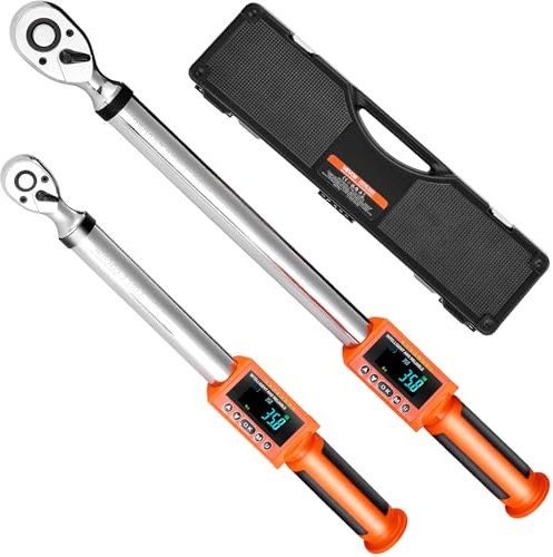 VEVOR Set di Chiavi Dinamometriche Digitali, 2 Pezzi 72 Denti, Chiave Dinamometrica Elettronica ad Alta Precisione con Valore Preimpostato, Cicalino e Notifica LED, per Auto e Moto