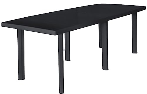 Tomostar Table à Manger Extérieur avec Trou de Parasol, Table de Salle à Manger de Jardin Anthracite 216x90x72 cm Plastique