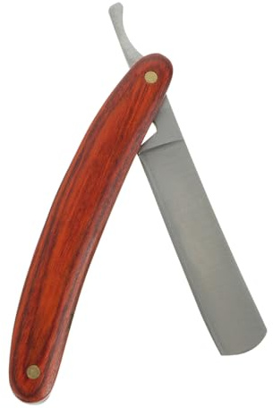 OUNONA Manuelles Rasiermesser aus Edelstahl Faltbar Leicht für Herren Bart Koteletten Reisetrimmer mit Holzgriff für Friseursalon Barbershop Zufälliger Stil