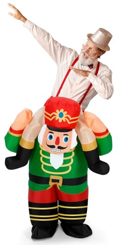 VioraWhite Inflatable Christmas Nutcracker Costume for Adult Ride on Funny Blow up Inflatables Costume for Men Women Cosplay