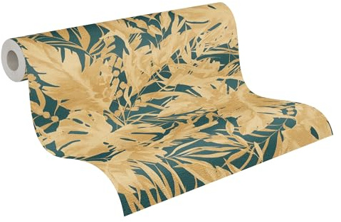 livingwalls CosmoLiving Non-Woven Wallpaper with Jungle Design in Green, Blue – 10,05 x 0,53 m Patterned Wallpaper by Cosmopolitan – 790636