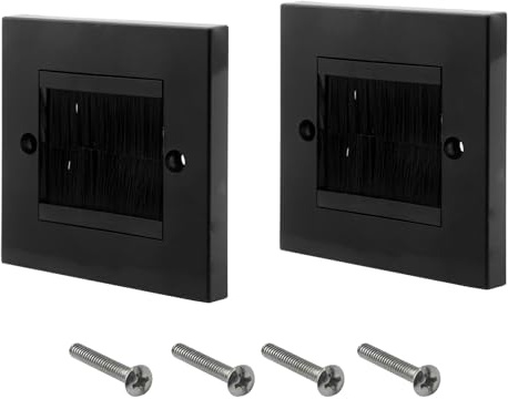 2 St Kabel Unterputzdosen Abdeckung, Kabeldurchführung Deckel mit Nylon Bürste, Kabel Unterputz Deckel, Kabel Eintritt Austritt Unterputzdose, Kabel Wandauslassdose, Wand Unterputz Abdeckung (Schwarz)