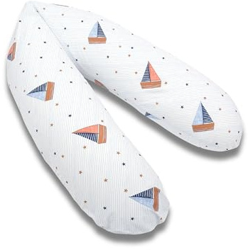 pic Bear Classic 190cm Stillkissen - hochwertiges Schwangerschaftskissen - anschmiegsames Lagerungskissen aus Baumwolle - schadstofffreies Seitenschläferkissen (100% Jersey Baumwolle, Segelboot)