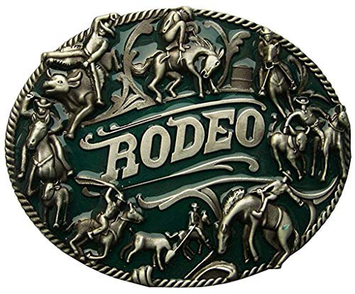 Piratenladen Western Rodeo Buckle mit Cowboys und Pferden - Gürtelschnalle