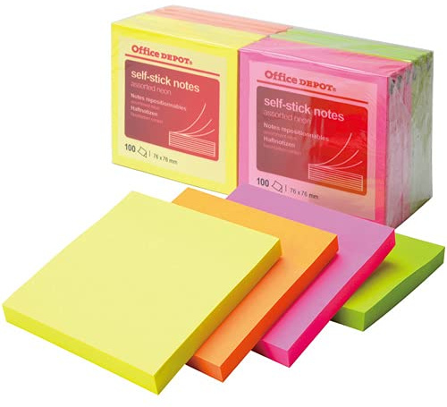 Office Depot Sticky Notes 76x76mm 4-Farben-Sortiment, Einzelgerät