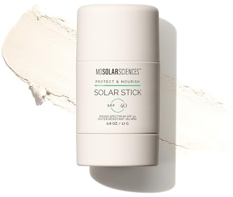 MDSolarSciences Solar Stick Mineral Sunscreen Stick SPF 40 | Water-Resistant, Broad Spectrum UV Protection | Hydrating Zinc & Vitamin C Formula | Reef-Safe, Vegan | Non-Greasy, No White Cast (0.6 Oz)