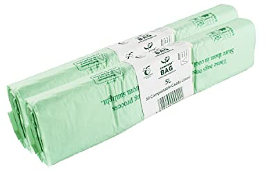 5L x 100 bags Compost Bag Compostable Kitchen Caddy Liner - 5 Litre Food Waste Bin Liners - EN 13432 - with Composting Guide