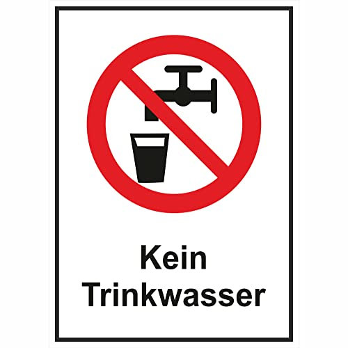 Indigos UG Aufkleber Kein Trinkwasser Verbotsschild, selbstklebende Folie 10,50x14,80cm - selbstklebender Sicherheits Aufkleber für Tür oder Wand - Warnschild für Gebäude, Hotel, Büro, Firma