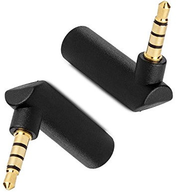 VANDESAIL Winkel Adapter, Winkeladapter Klinke 3.5mm Male zu Female Stecker Schwarz, 2 Stück 4 Polig Audio Klinke Adapter 3.5mm Klinke Stecker auf Buchse 90 Grad