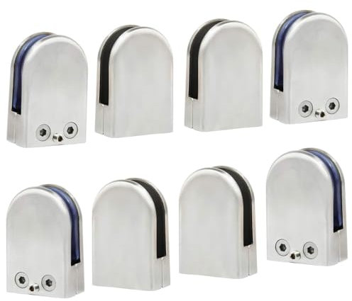 Discoball 8 PCS (10-12mm) Pince à Verre Porte-Verre En Acier Inoxydable 304 Support de Serrage Clamp Clip Plat Main Courante Fenêtre Balustrade Réglable Escalier Salle de Bains