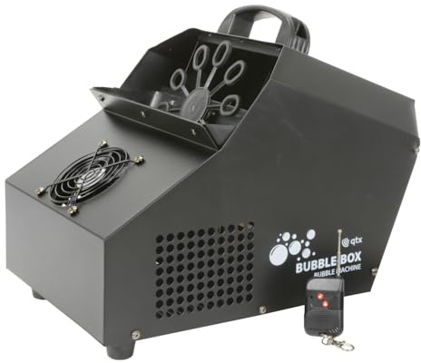 QTX Bubble Box Bubble Machine for Parties & Events High Output Professional Bubble Maker with Wireless Remote Control Durable Steel Housing & Continuous Bubble Flow