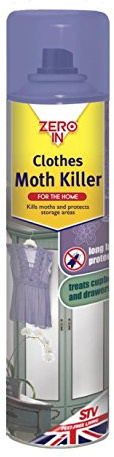 3 x Zero In Clothes Moth Killer (300 ml Aerosol, Transparent, Surface Treatment Spray, Kills Clothing Moths and Larvae in Household Storage Areas, Protects for up to 12 Months)