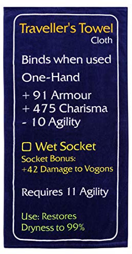 getDigital RPG Badehandtuch - Großes Strand Handtuch für Geeks, Nerds und Rollenspiele Fans - 140 x 70 cm, 100% Baumwolle, Blau, geprüft nach Öko-Tex Standard 100