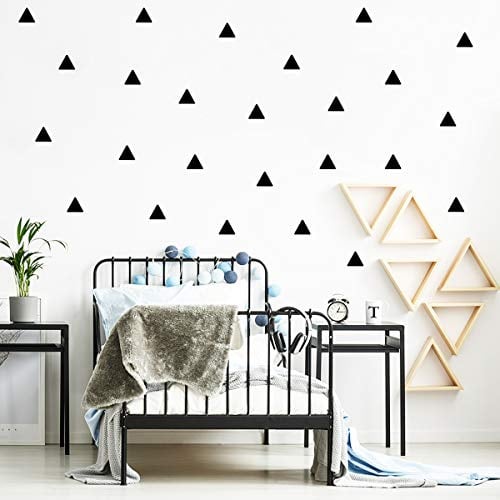 Wandtattoo Dreieck Pyramide Babyzimmer Kinderzimmer Wandaufkleber Triangel (60er Set, Schwarz)
