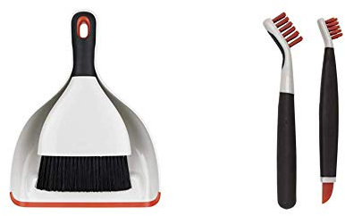 OXO Good Grips Dustpan and Brush Set - Black/White/Red & Good Grips Deep Clean Brush Set