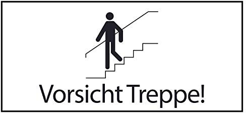 SCHILDER HIMMEL Vorsicht Treppe Schild 300mm x 145mm x 2mm Kunststoff mit Klebestreifen, Nr 522 in verschiedenen Größen (A0 bis A5) und Materialien