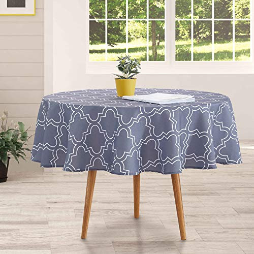 Qucover Tovaglia Antimacchia Rotonda 150 cm Tovaglia da Tavola in PVC Impermeabile Grigio Scuro