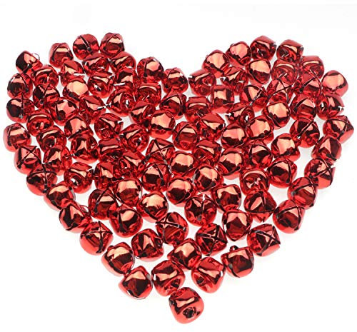 HUASUN Glöckchen Schellen 100 Stück Bunte Metallglöckchen Glocke Schlittenglocken Kleine Weihnachtsbaumglocken für Weihnachtsfest Dekoration, Kranz, Katzenhalsbänder, DIY Ornament Schmuckherstellung